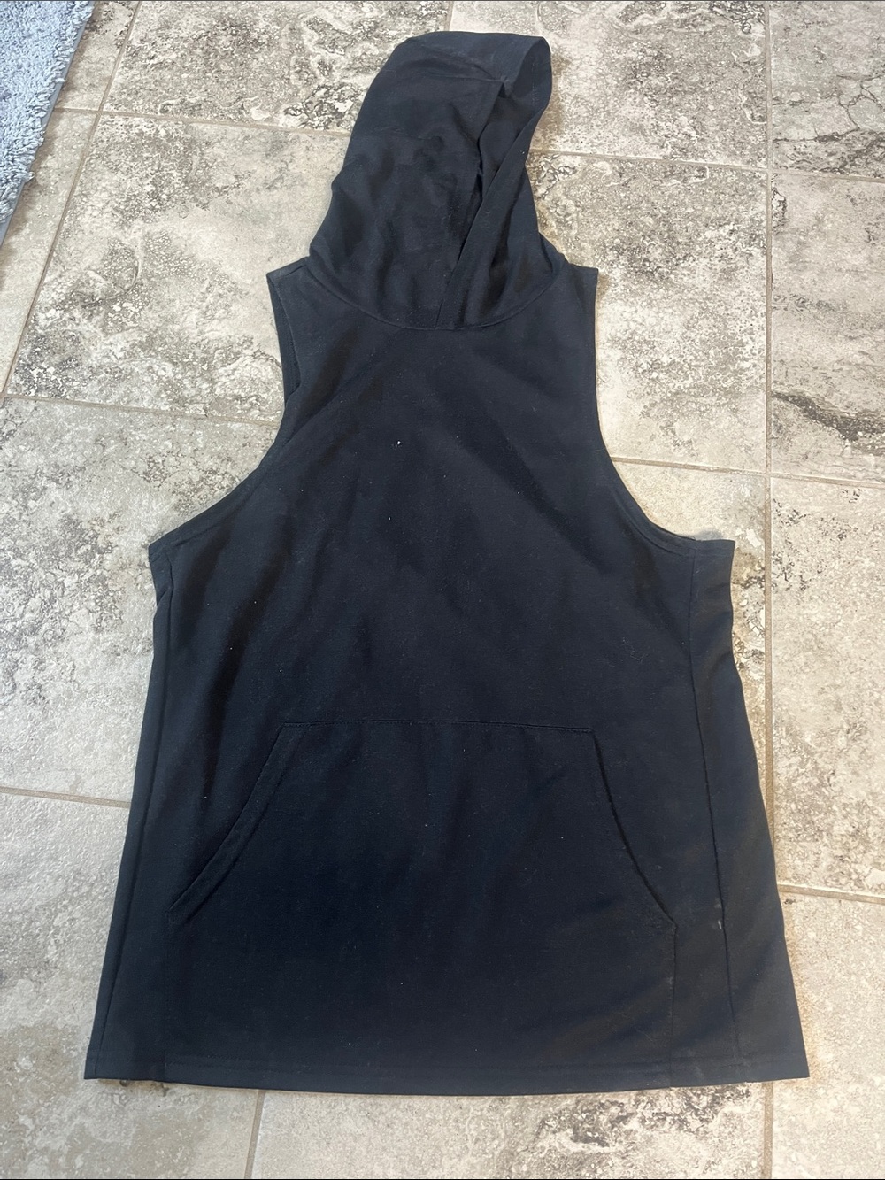 Men's Black Sleeveless Hoodie Tank Top